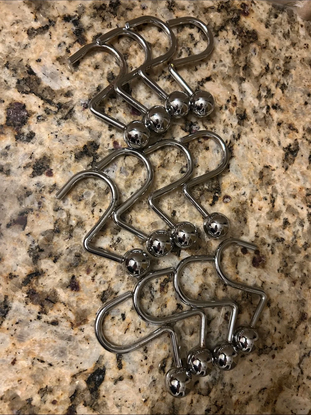 Polished Chrome Shower Curtain Hooks with Ball Ends - Set of 12